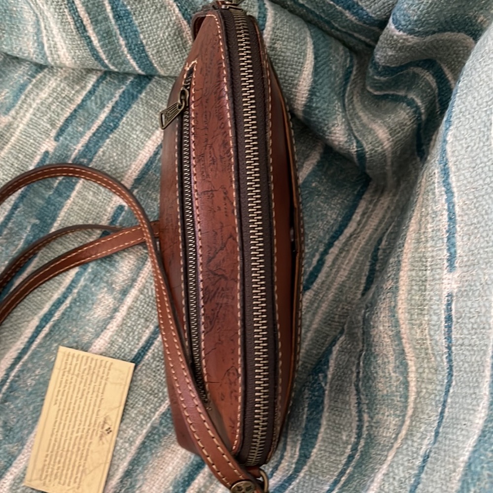 Patricia Nash Brown Leather Map Crossbody Bag - Picture 5 of 16